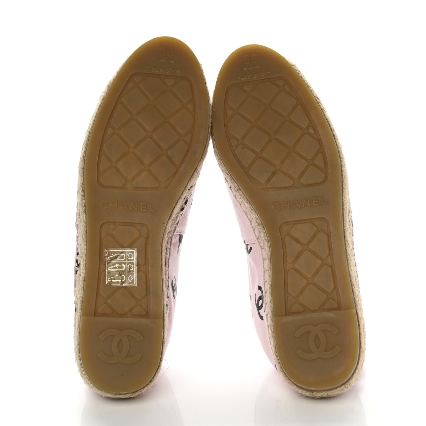 Lambskin Printed CC Espadrilles 36 Light Pink Black