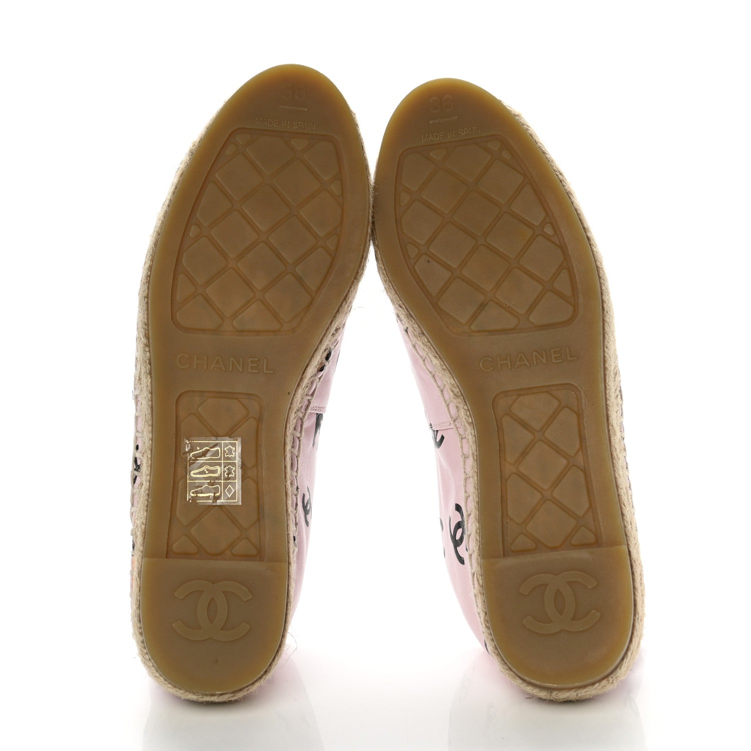 Chanel Lambskin Printed CC Espadrilles 36 Light Pink Black 5 of 9