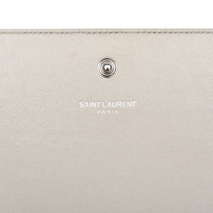 Saint Laurent Calfskin Crocodile Embossed Medium Classic Monogram Kate Satchel Perle 6 of 7