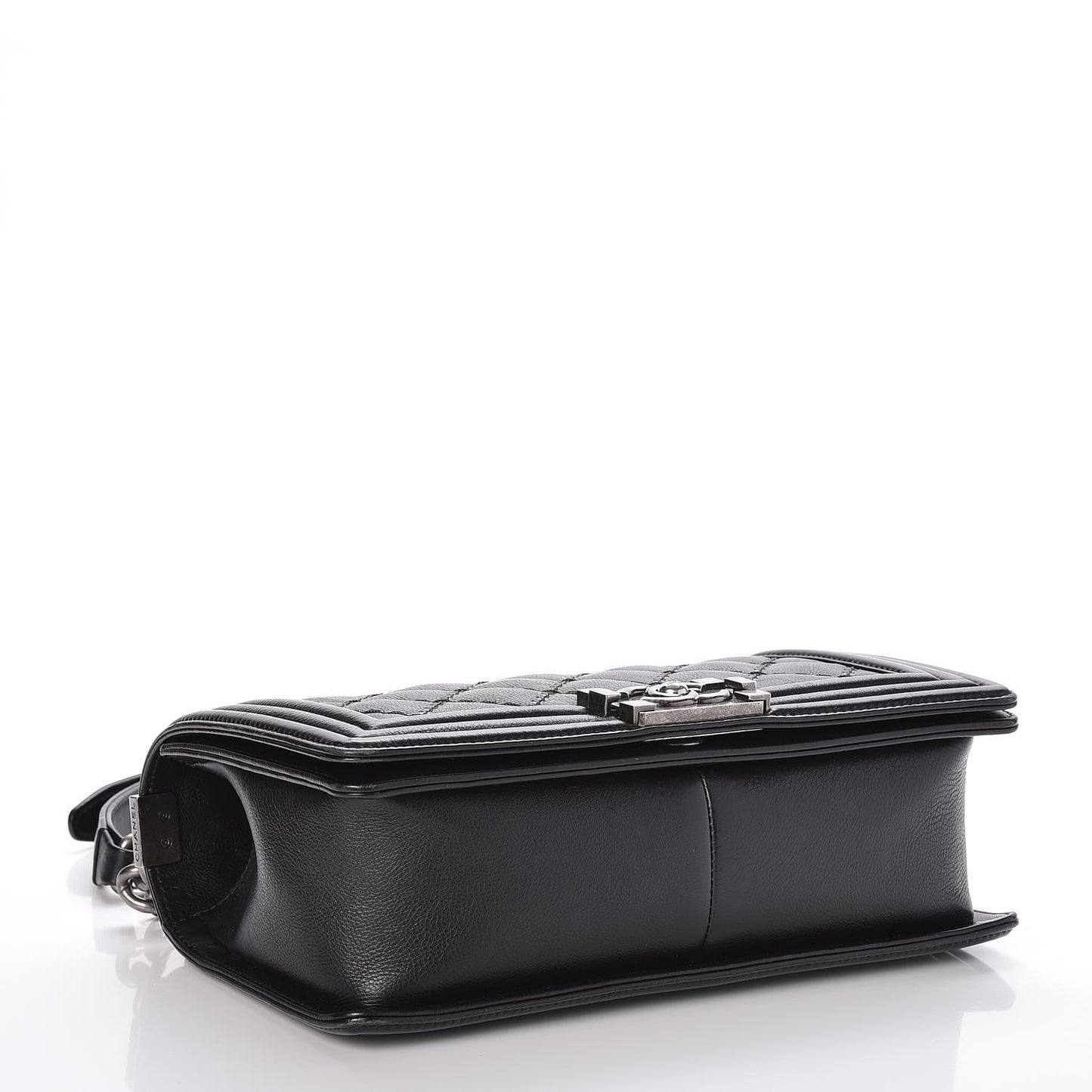 Calfskin Double Stitch Medium Boy Flap Black