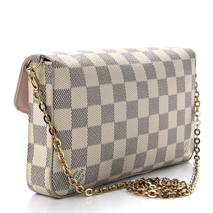 Louis Vuitton Damier Azur Pochette Felicie Chain Wallet Rose Ballerine 4 of 17