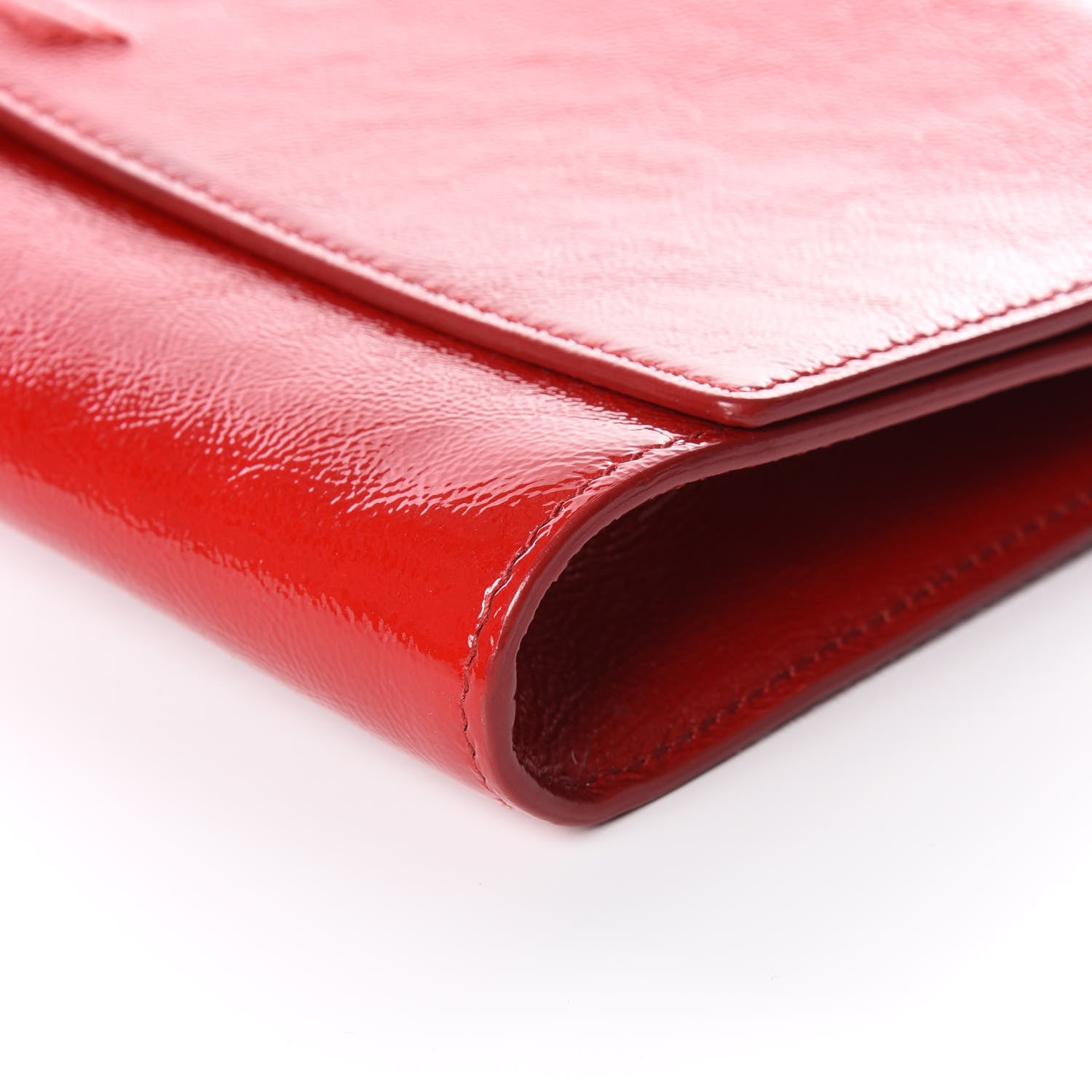 Saint Laurent Textured Patent Monogram Large Belle De Jour Clutch Red 6 of 9
