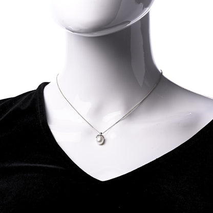 Tiffany Sterling Silver Pearl Heart Cap Pendant Necklace 3 of 6