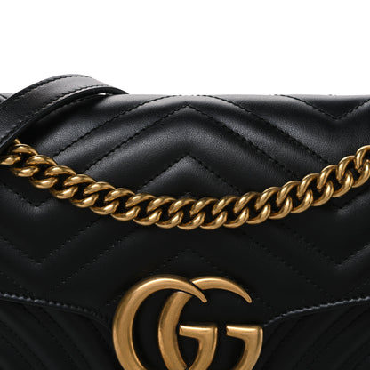 Gucci Calfskin Matelasse Small GG Marmont Shoulder Bag Black 7 of 9