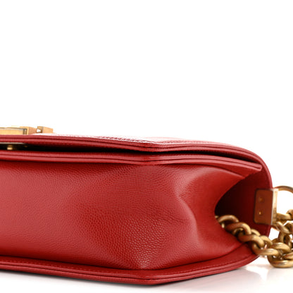 Chanel Caviar Chevron Quilted Medium Boy Flap Red 10 of 10