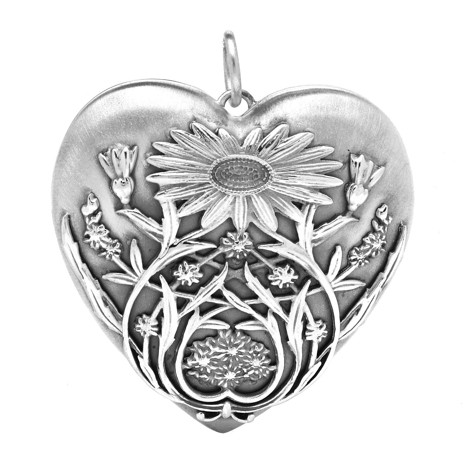 Tiffany Sterling Silver Large Ziegfeld Daisy Heart Locket Pendant 1 of 6