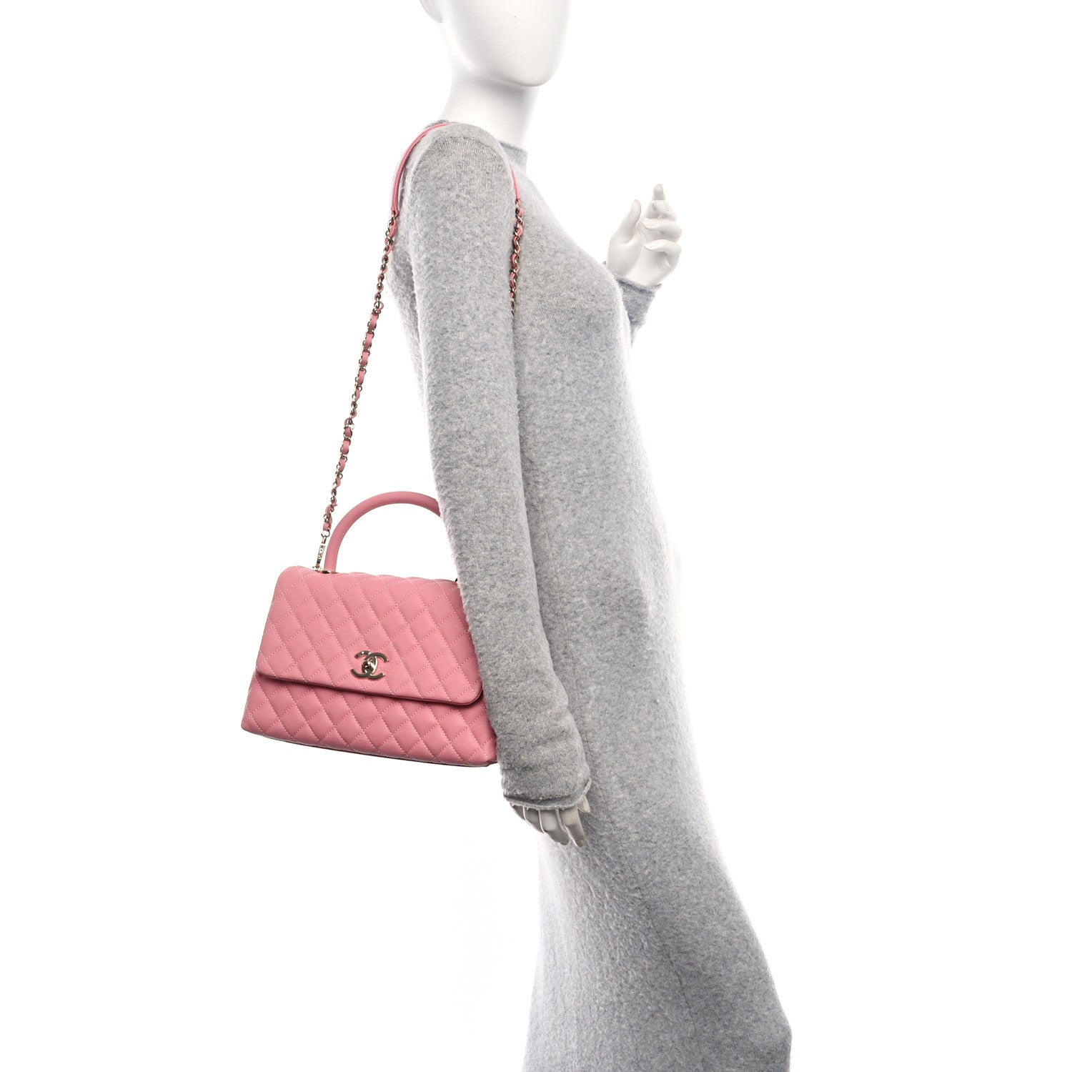 Chanel Caviar Quilted Small Coco Handle Flap Light Pink 2 of 10