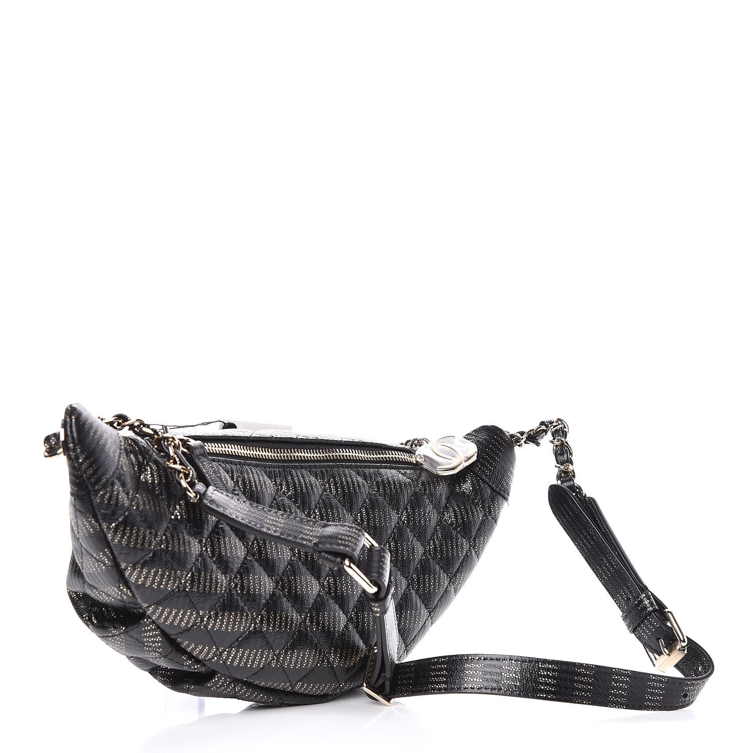 Chanel Caviar Quilted Waist Bag Black Gold 3 of 10