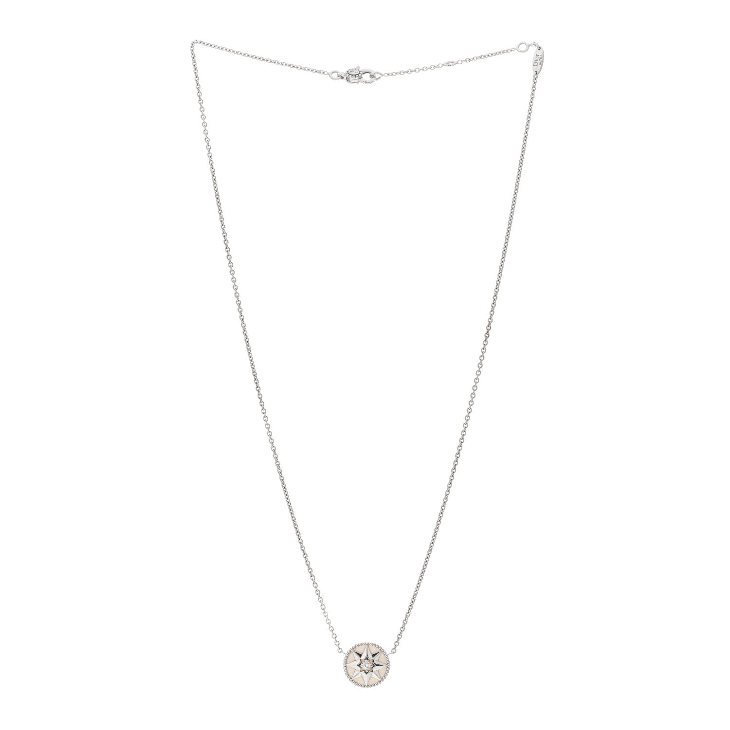 Christian Dior 18K White Gold Diamond Mother of Pearl Rose Des Vents Necklace 3 of 5