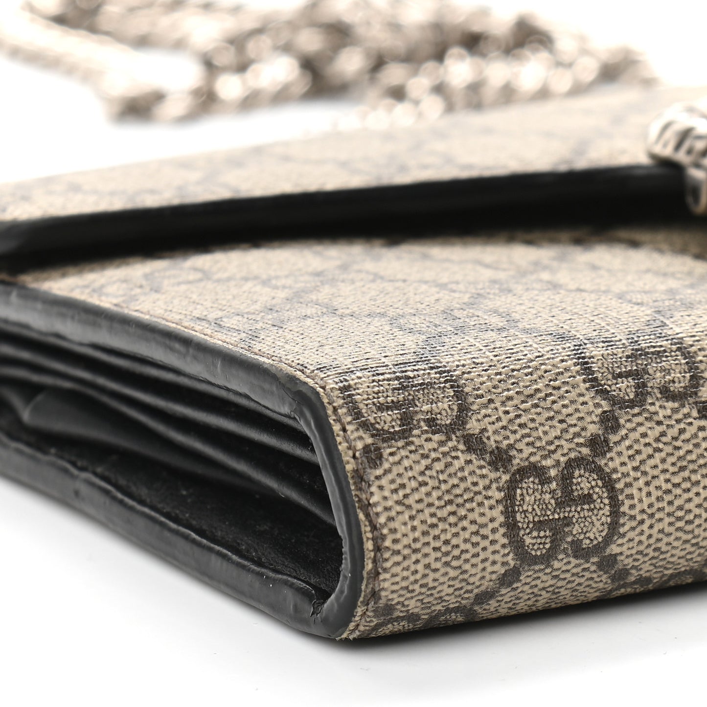 GG Supreme Monogram Mini Dionysus Chain Wallet Beige Black