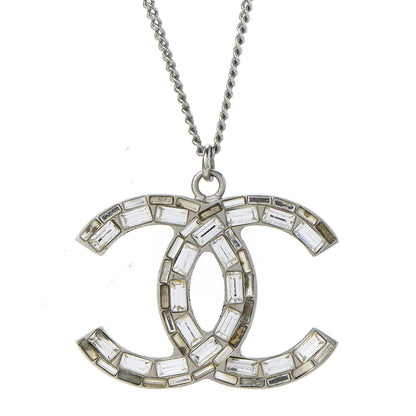 Chanel Baguette Crystal CC Necklace Silver 4 of 7