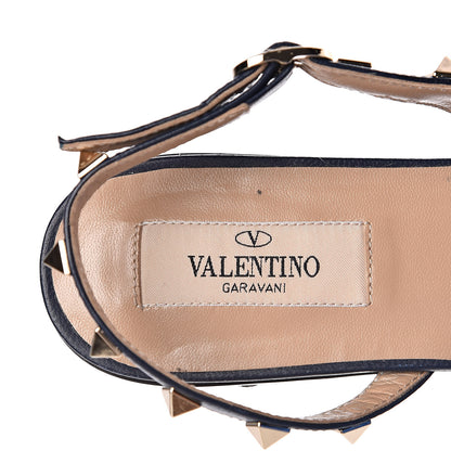 Valentino Garavani Suede Nappa Rockstud Slingback Flats 36 Marine 8 of 9