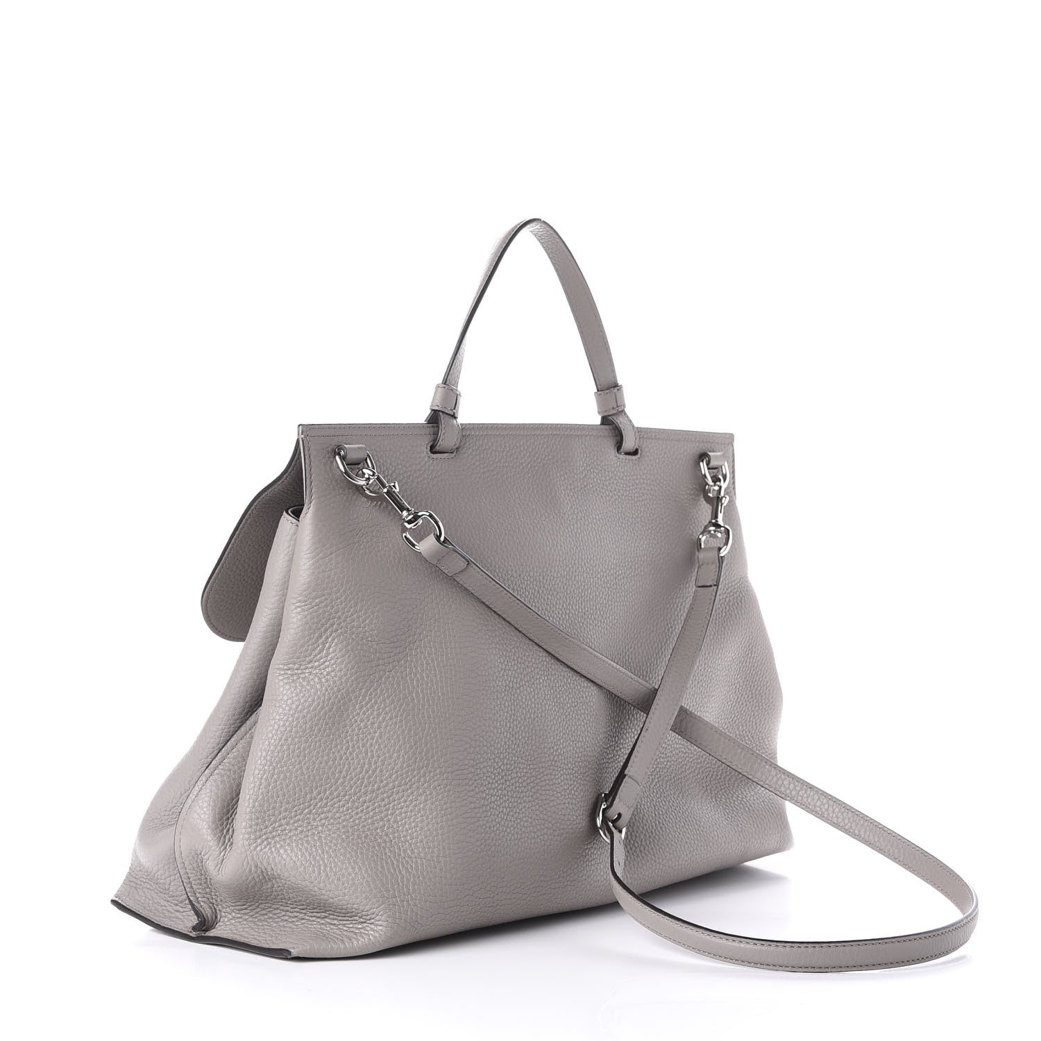 Gucci Cellarius Calfskin Large Bamboo Daily Top Handle Bag Storm Grey 4 of 12