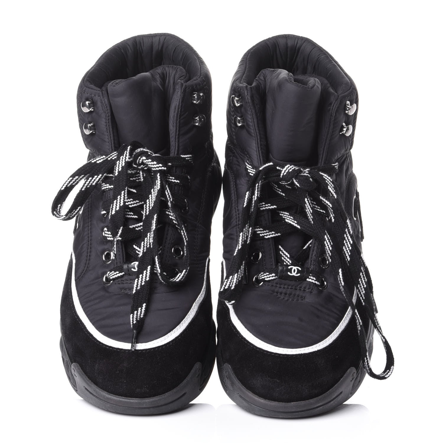 Chanel Fabric Suede Womens CC Sneakers 39.5 Black 5 of 10