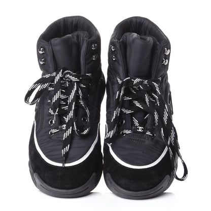 Chanel Fabric Suede Womens CC Sneakers 39.5 Black 5 of 10