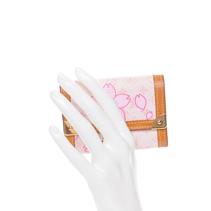 Louis Vuitton Monogram Cherry Blossom Porte-Monnaie Plat Coin Purse Pink 2 of 8