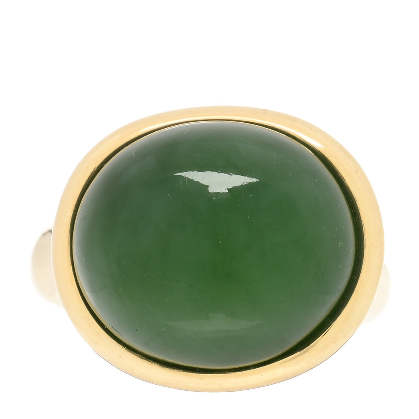 18K Yellow Gold Green Jade 15mm Elsa Peretti Cabochon Ring 52 6