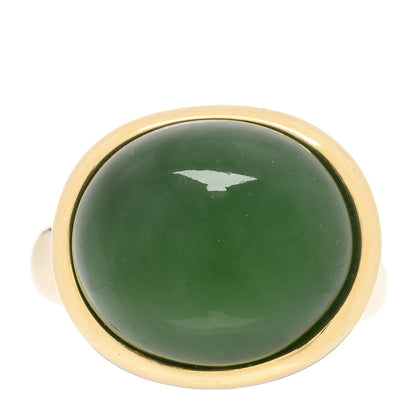 Tiffany 18K Yellow Gold Green Jade 15mm Elsa Peretti Cabochon Ring 52 6 1 of 6