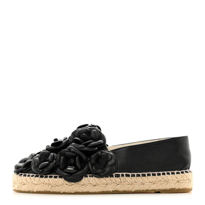Chanel Lambskin Camellia CC Espadrilles 37 Black 1 of 7