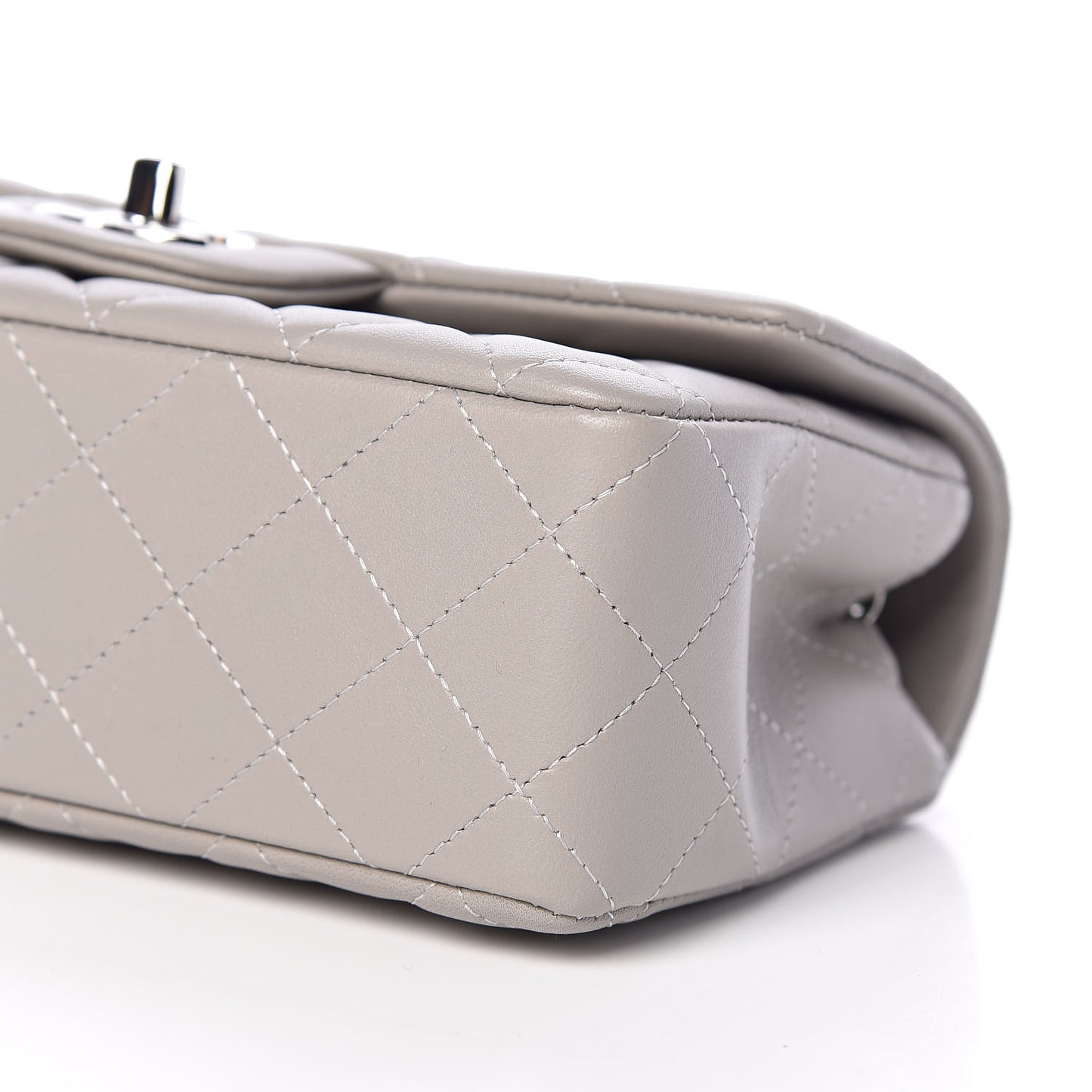 Lambskin Quilted Mini Rectangular Flap Grey