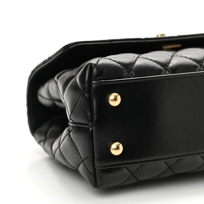 Chanel Calfskin Quilted Mini Logo Coco Handle Flap Black 9 of 11