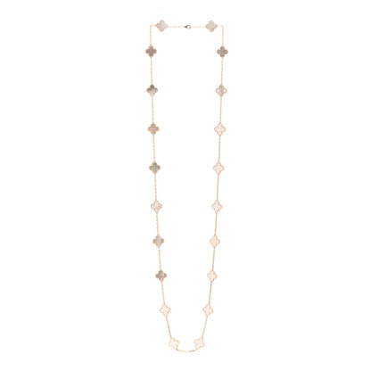 Van Cleef & Arpels 18K Yellow Gold Mother of Pearl 20 Motifs Vintage Alhambra Necklace 3 of 5