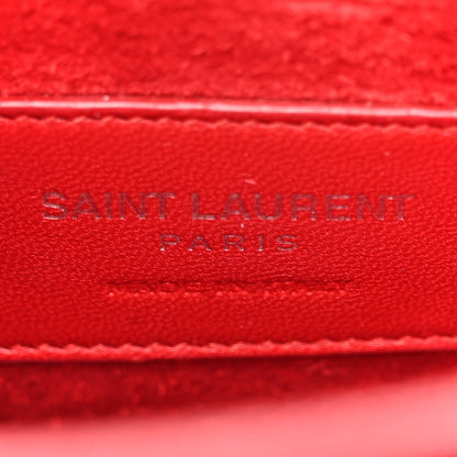 Saint Laurent Calfskin Crocodile Embossed Medium Monogram Sunset Rouge Eros 7 of 18