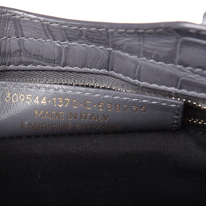 Balenciaga Calfskin Crocodile Embossed Giant 12 Gold Hardware Mini City Gris Beton 7 of 11