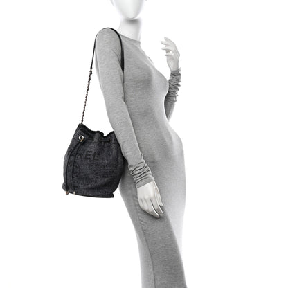 Chanel Lurex Boucle Deauville Drawstring Bag Black 2 of 10