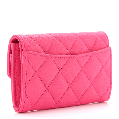 Chanel Caviar Quilted Flap Card Holder Wallet Pink 3 of 8