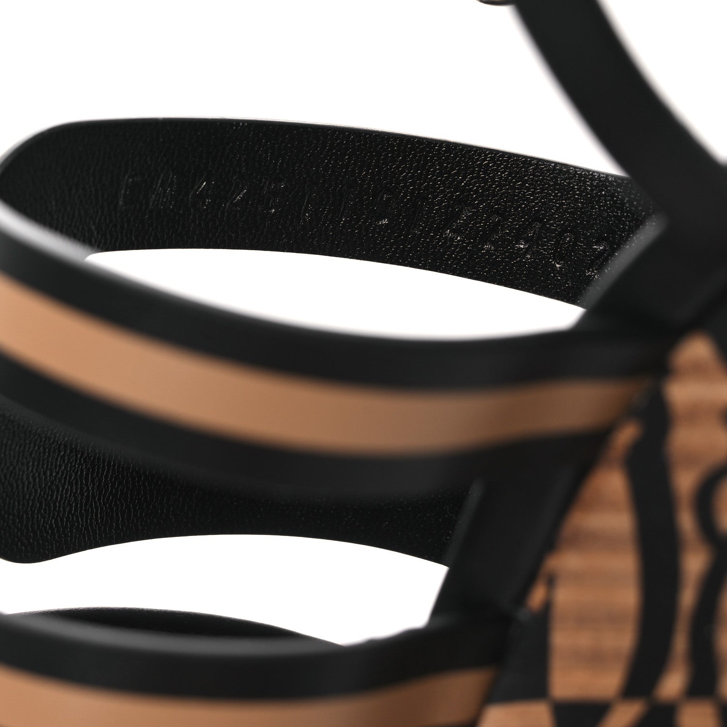 Hermes Calfskin Klara 100 Wedge Sandals 35 Black Natural 10 of 13