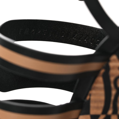 Hermes Calfskin Klara 100 Wedge Sandals 35 Black Natural 10 of 13