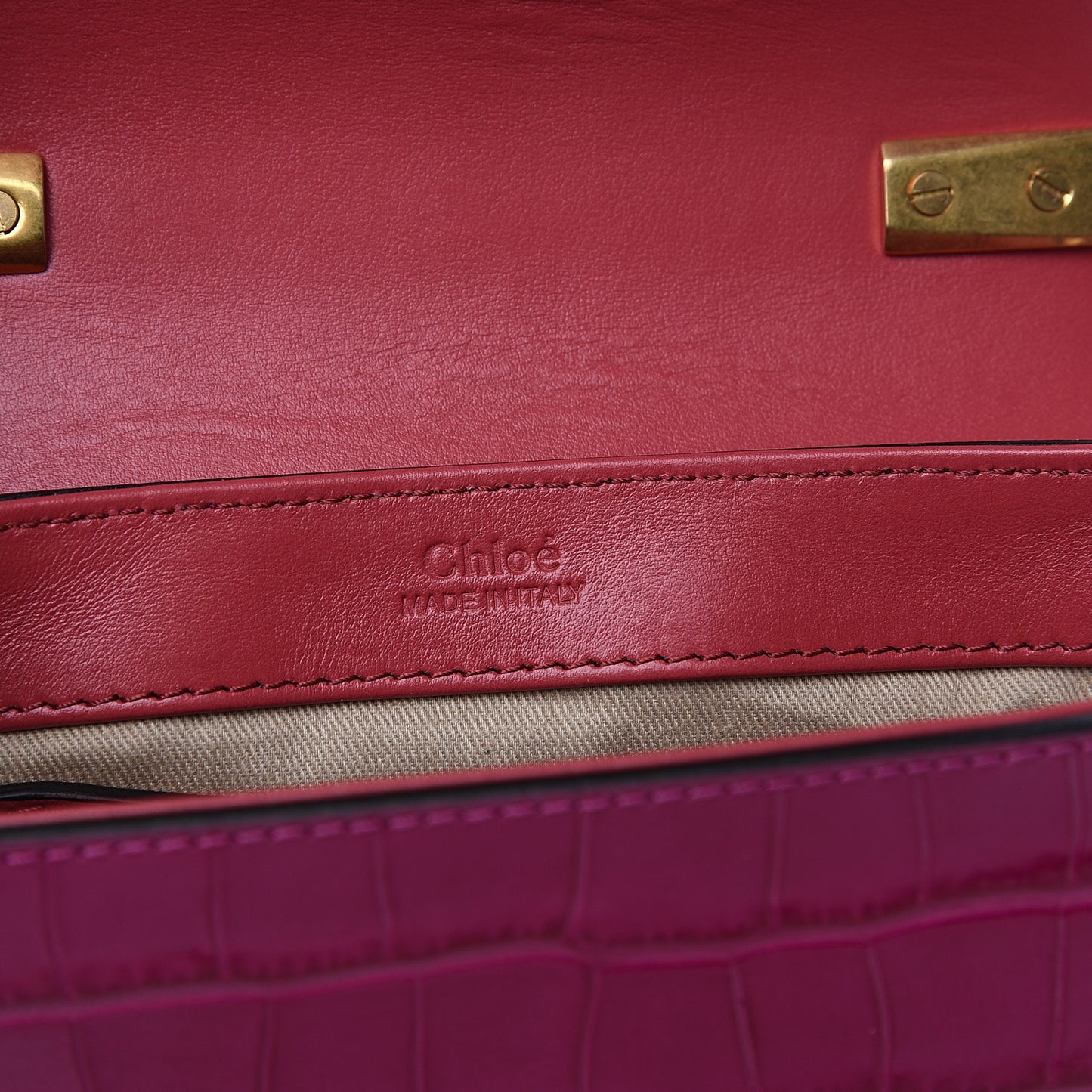 Calfskin Crocodile Embossed Mini C Bag Graphic Pink
