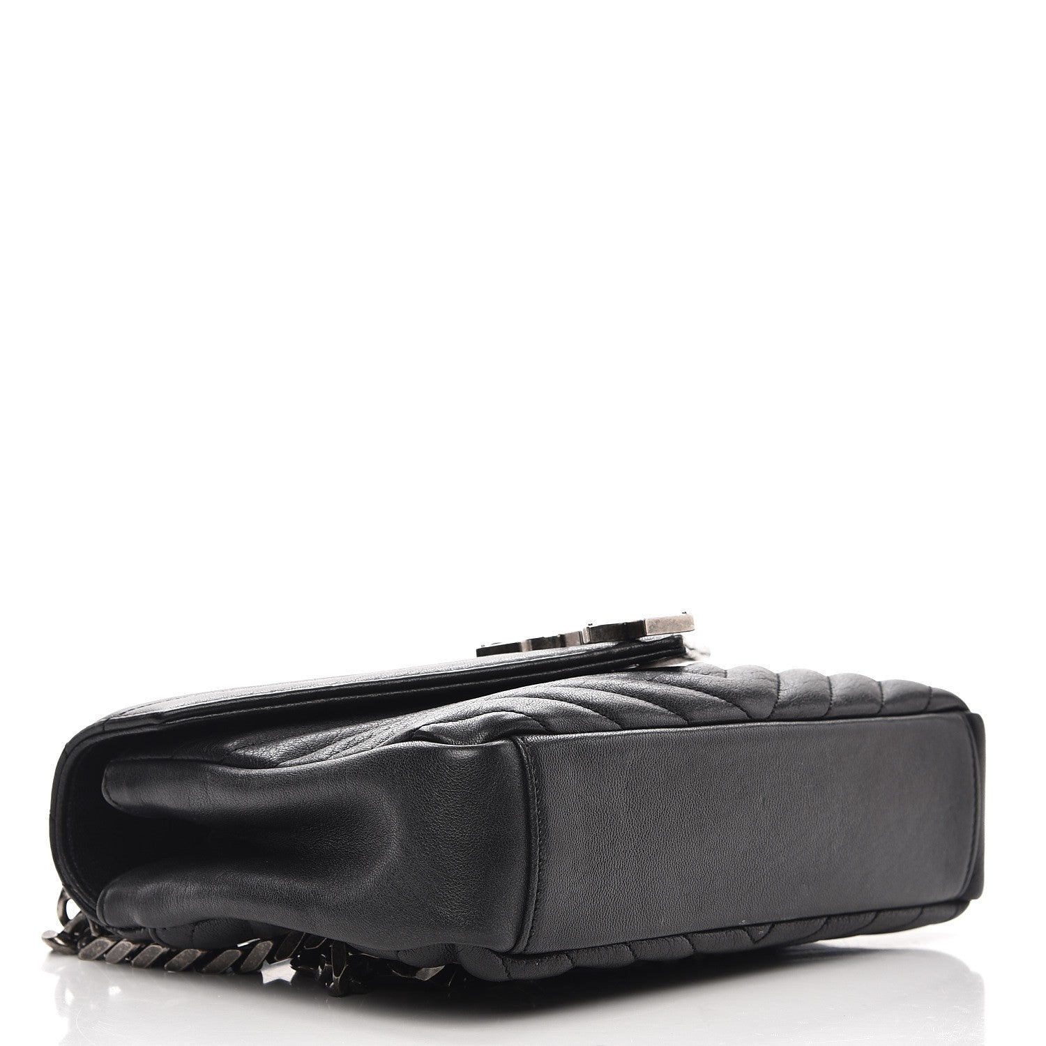 Saint Laurent Sheepskin Matelasse Chevron Monogram Medium College Bag Black 4 of 9