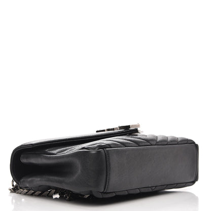 Saint Laurent Sheepskin Matelasse Chevron Monogram Medium College Bag Black 4 of 9