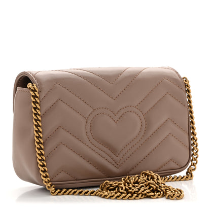 Gucci Calfskin Matelasse Super Mini GG Marmont Shoulder Bag Porcelain Rose 3 of 12