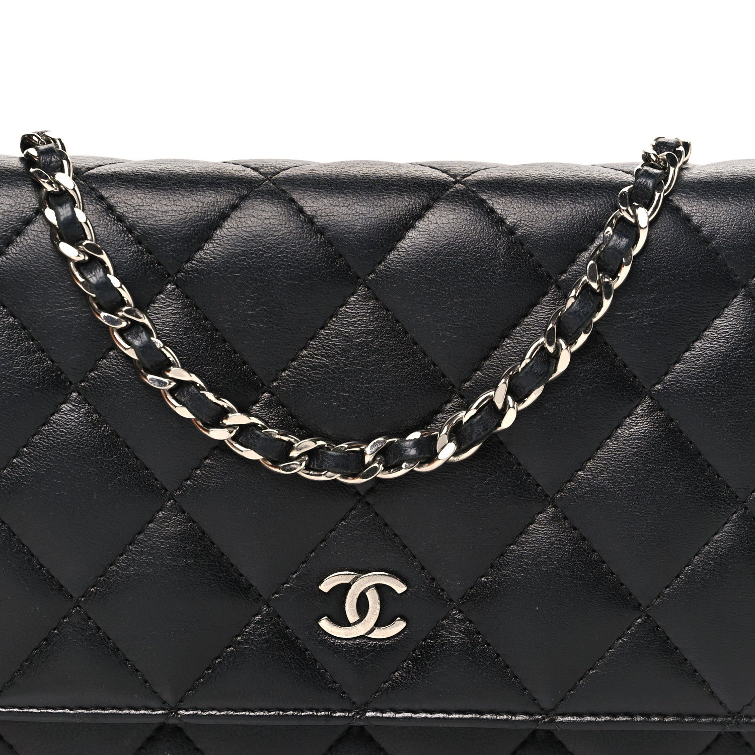 Chanel Lambskin Quilted Wallet On Chain WOC Black 9 of 12