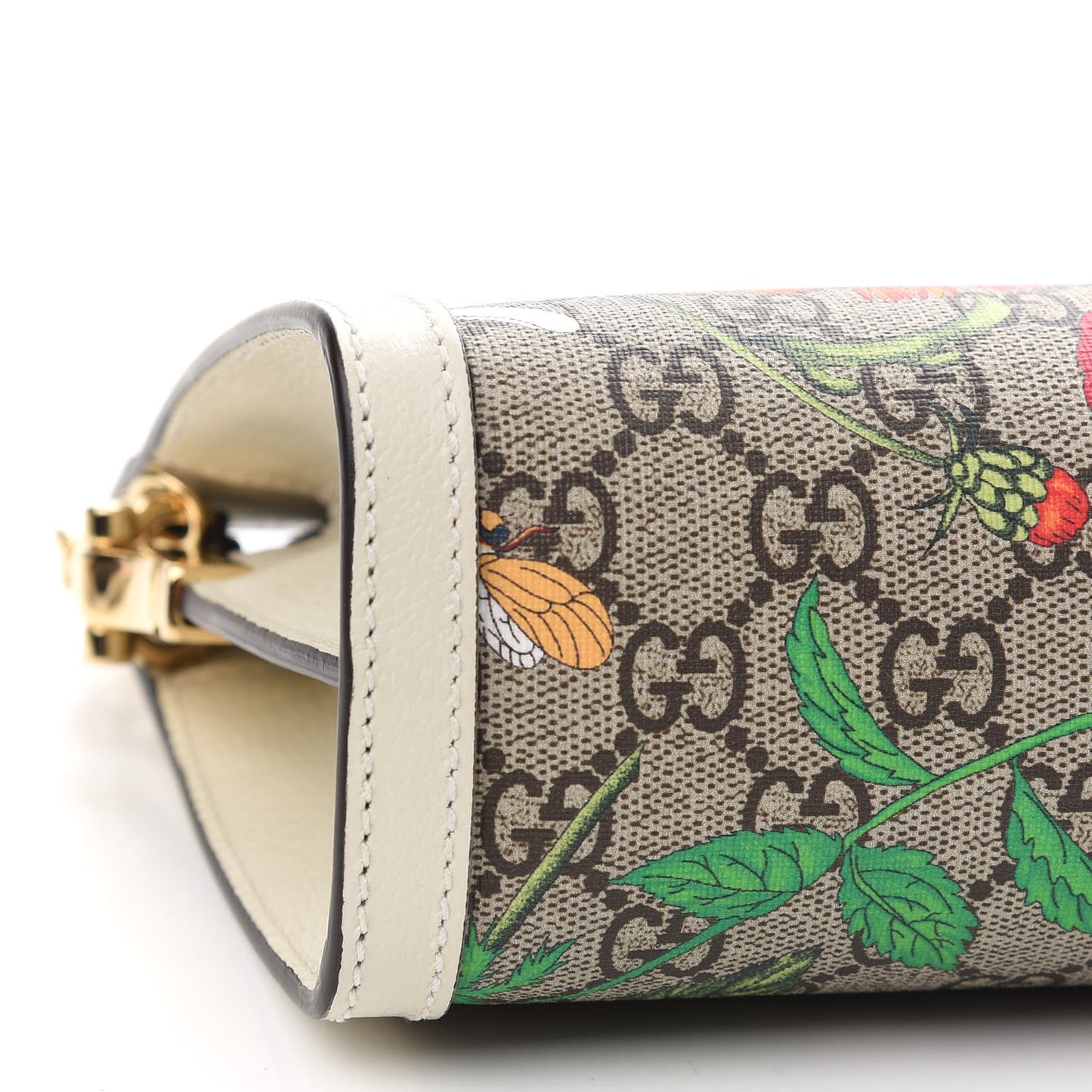 GG Supreme Monogram Flora Web Small Ophidia Chain Shoulder Bag White