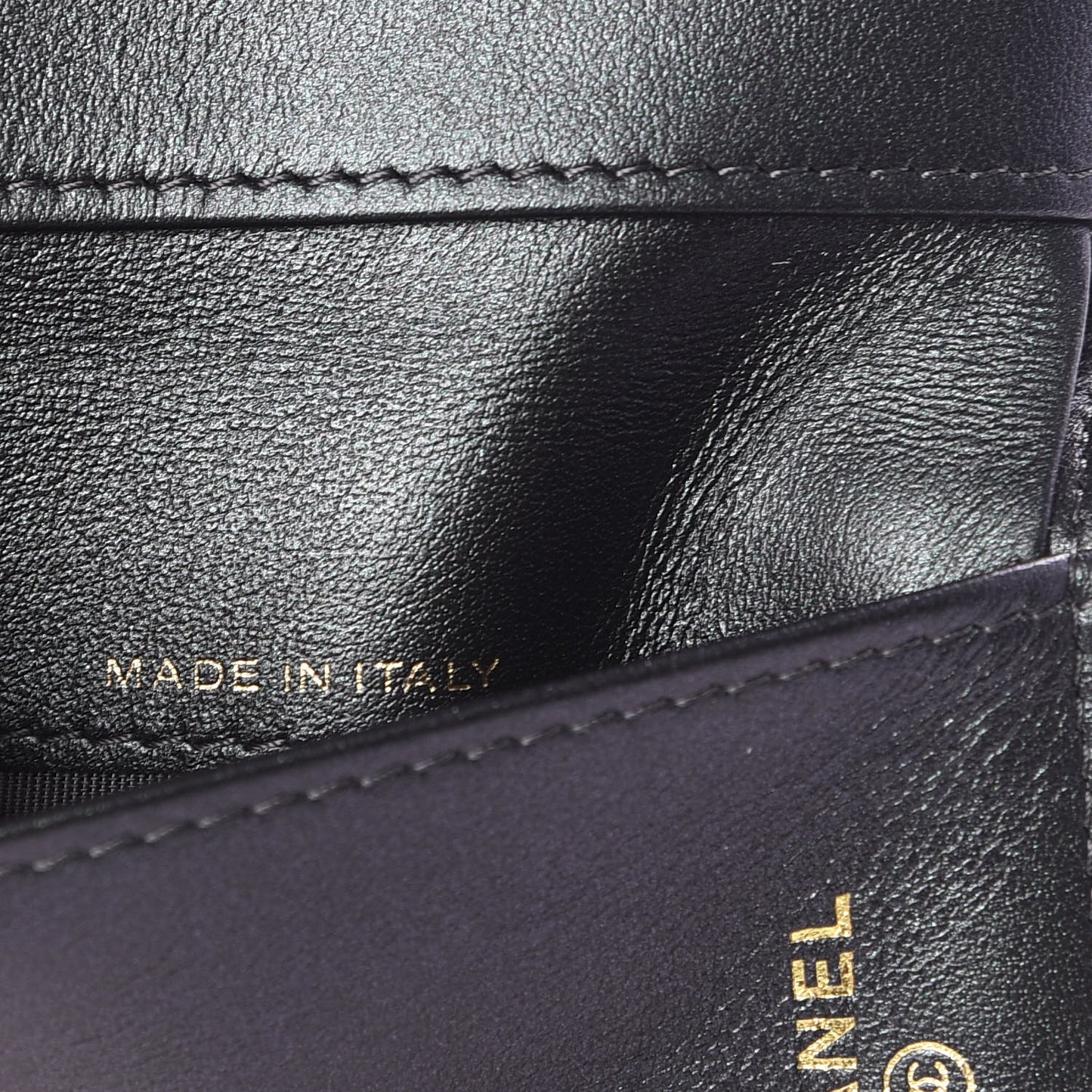 Iridescent Caviar Quilted Double Flap Wallet Black