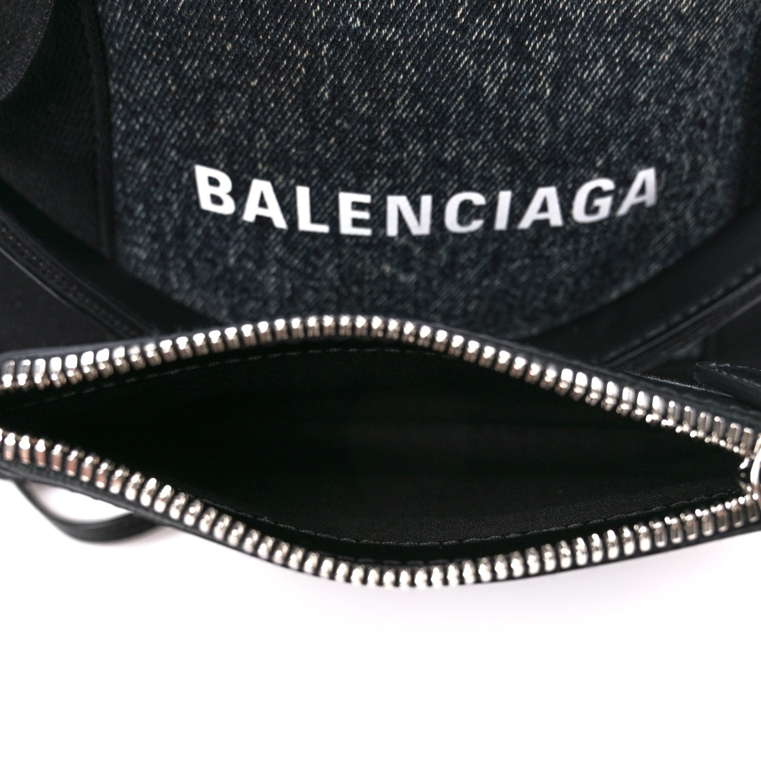 Balenciaga Denim Fabric Satin Calfskin Navy Cabas XS Washed Black 7 of 12