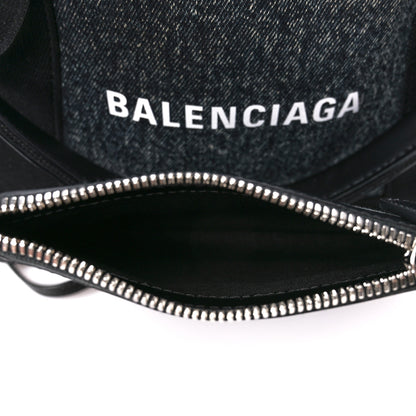 Balenciaga Denim Fabric Satin Calfskin Navy Cabas XS Washed Black 7 of 12