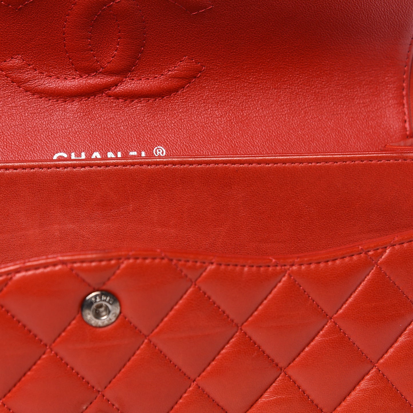 Lambskin Quilted Medium Double Flap Red