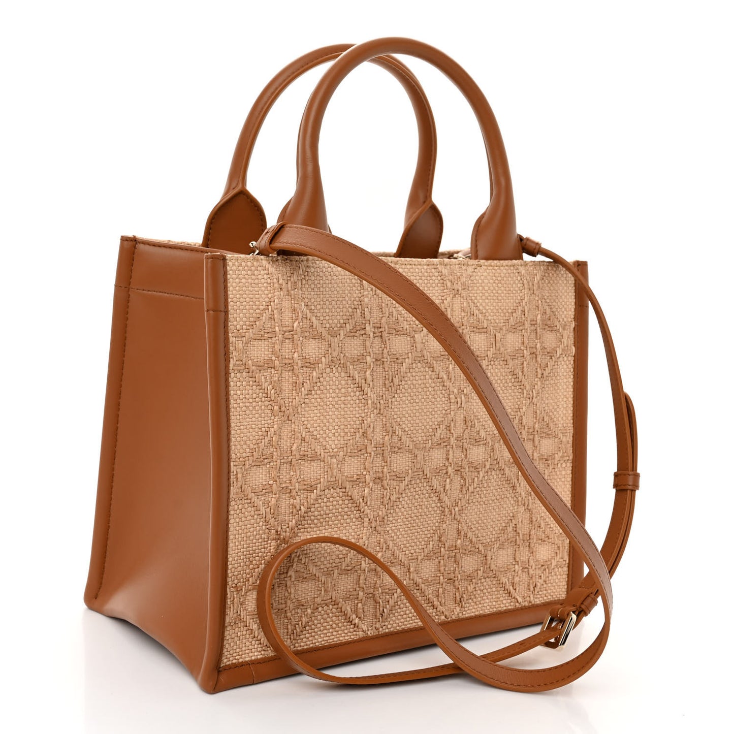 Raffia Macro Cannage Small Book Tote Natural
