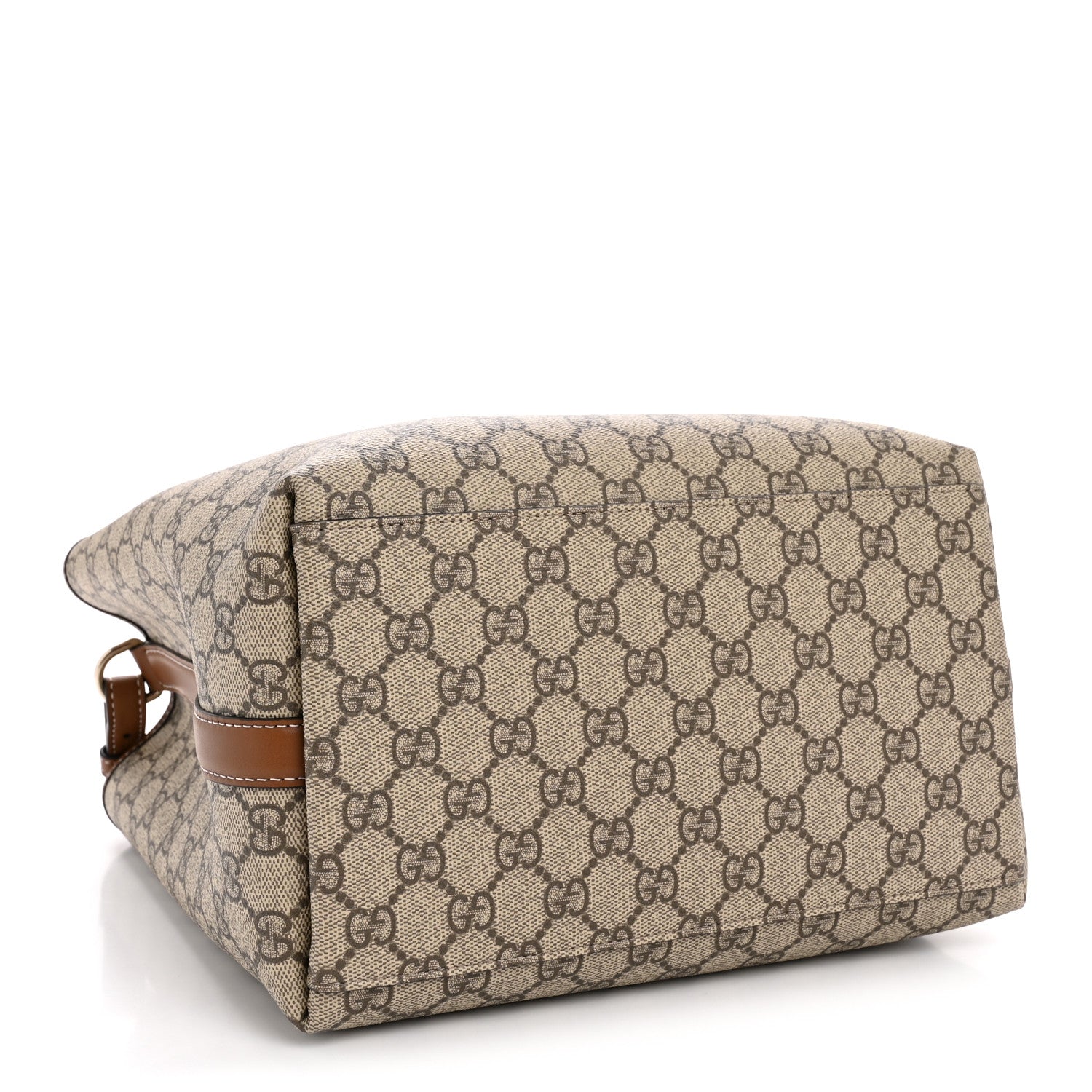Gucci GG Supreme Monogram Medium Emblem Bucket Bag Beige Brown 4 of 11