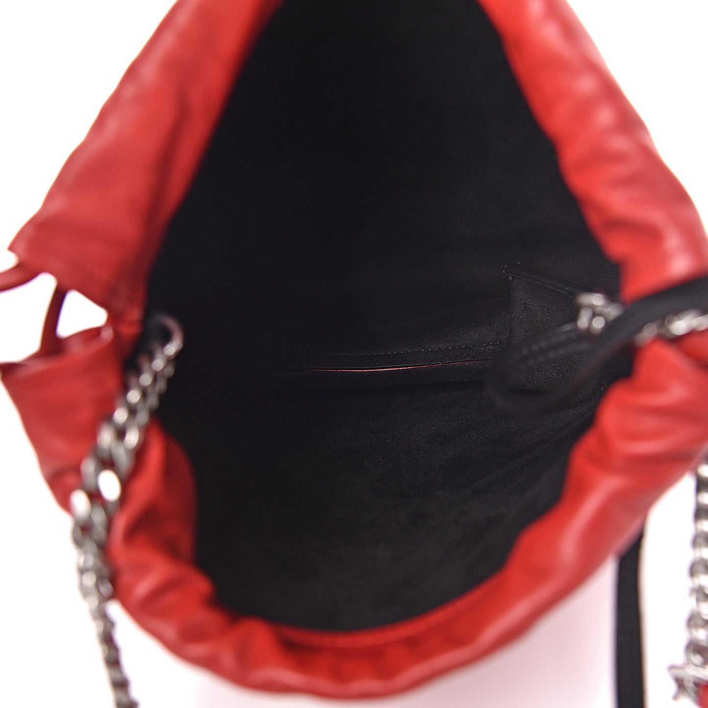 Lambskin Small Teddy Bucket Bag Red