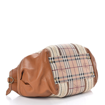Burberry Haymarket Check Medium Rope Satchel Saddle Brown 5 of 16