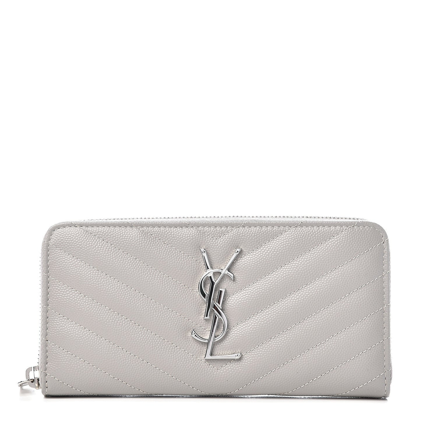Grain De Poudre Matelasse Chevron Monogram Zip Around Wallet Granite