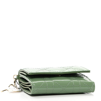 Christian Dior Patent Cannage Lady Dior Lotus Wallet Queen Mint 3 of 7