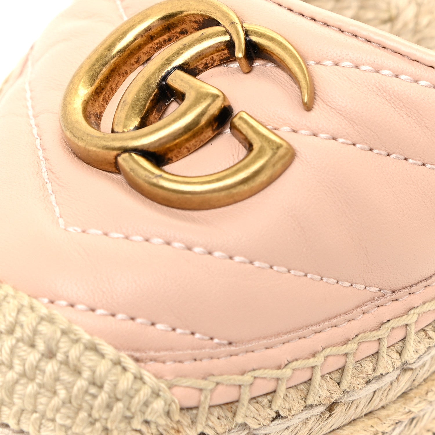 Gucci Nappa Matelasse GG Marmont Ankle Wrap Platform 35/120mm Espadrille Wedges 37.5 Skin Rose 10 of 14