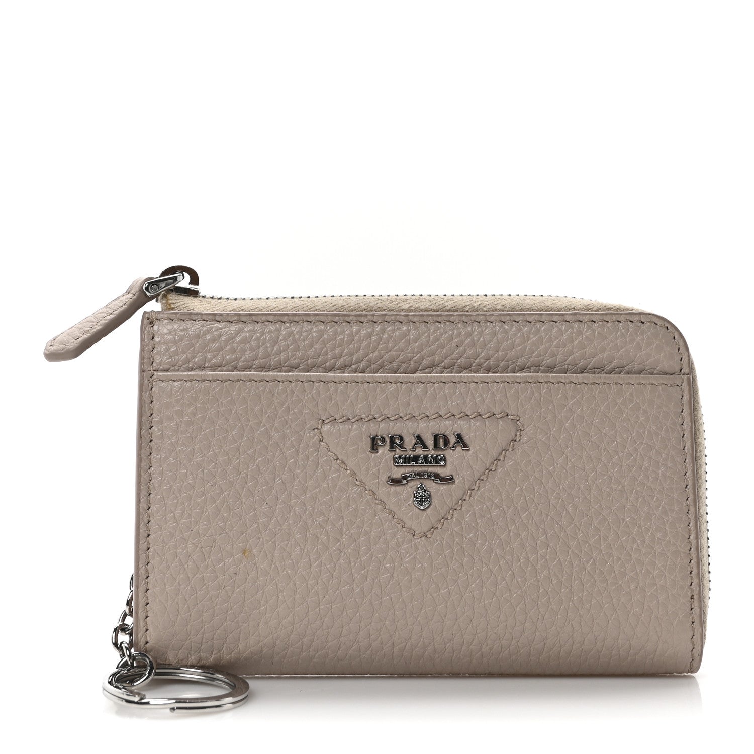 Prada Saffiano Metal Zip Around Keychain Cipria 1 of 9